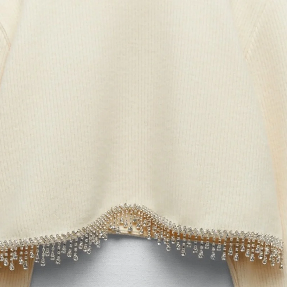 Zara SOFT SWEATSHIRT WITH RHINESTONES Pullover Cropped